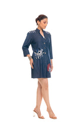 Denim Hand Embroidery Dress